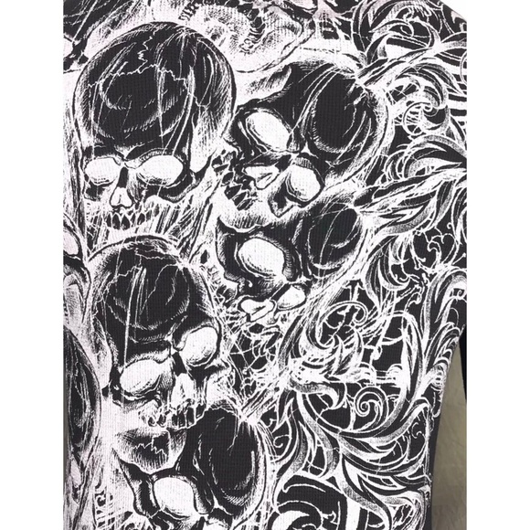 Xtreme Couture by Affliction Men's Thermal Shirt ACCUSER Skull Biker MMA Black - Picture 6 of 8